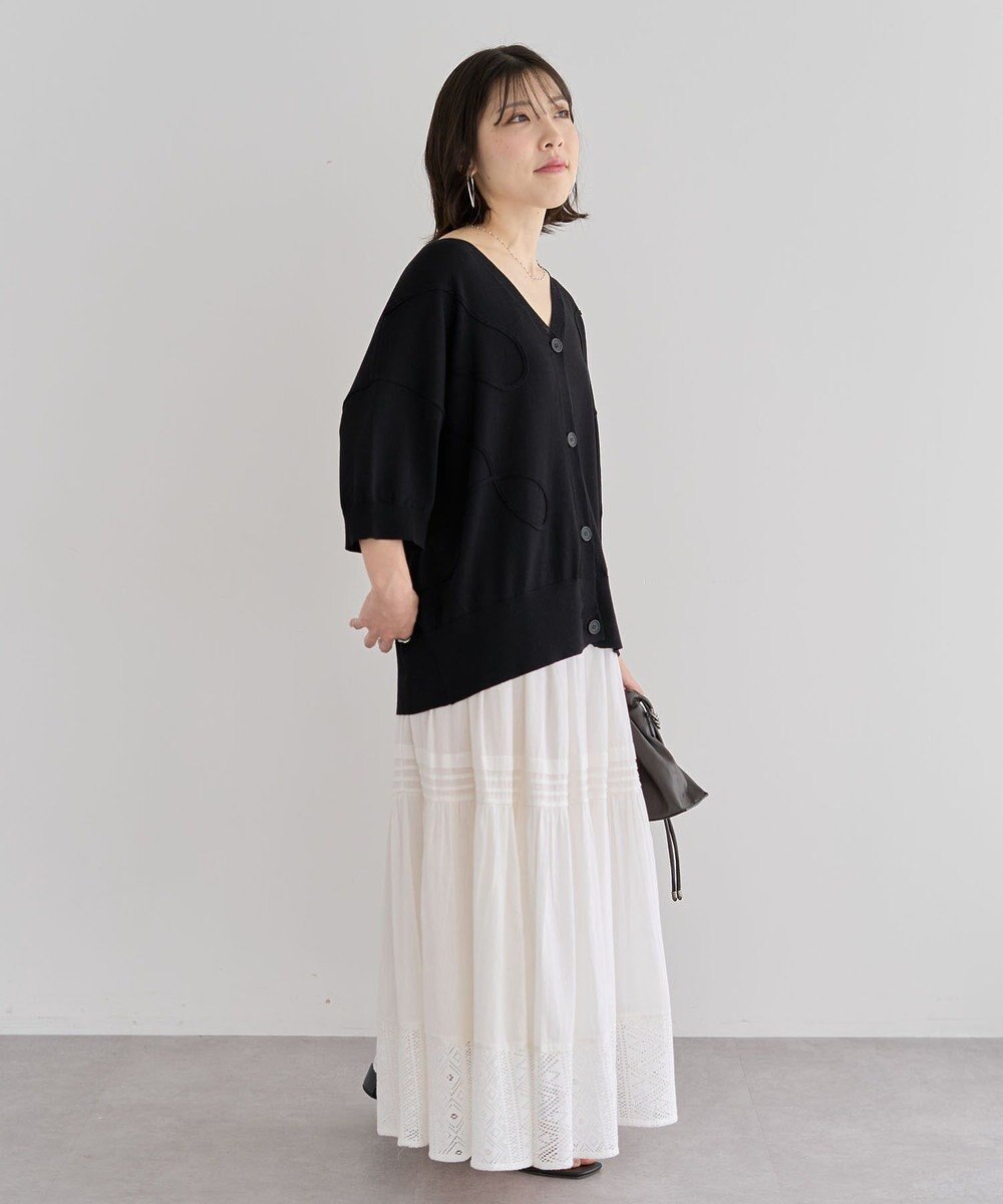 Green Parks 刺繍コードＶネックフレンチカーディガン 