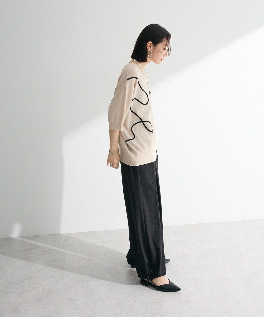 Green Parks 刺繍コードＶネックフレンチカーディガン 