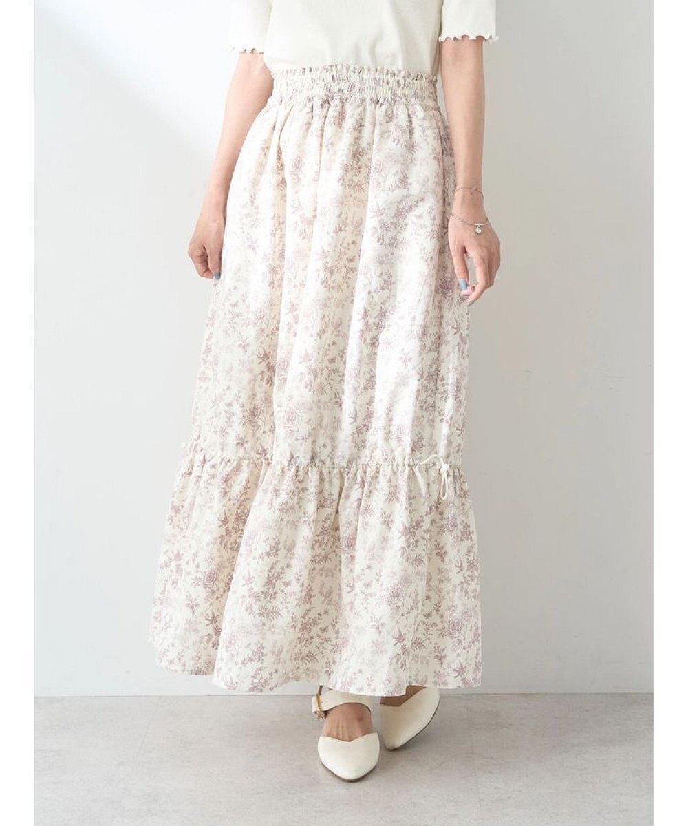 earth music&ecology フラワーティアードテックスカート 