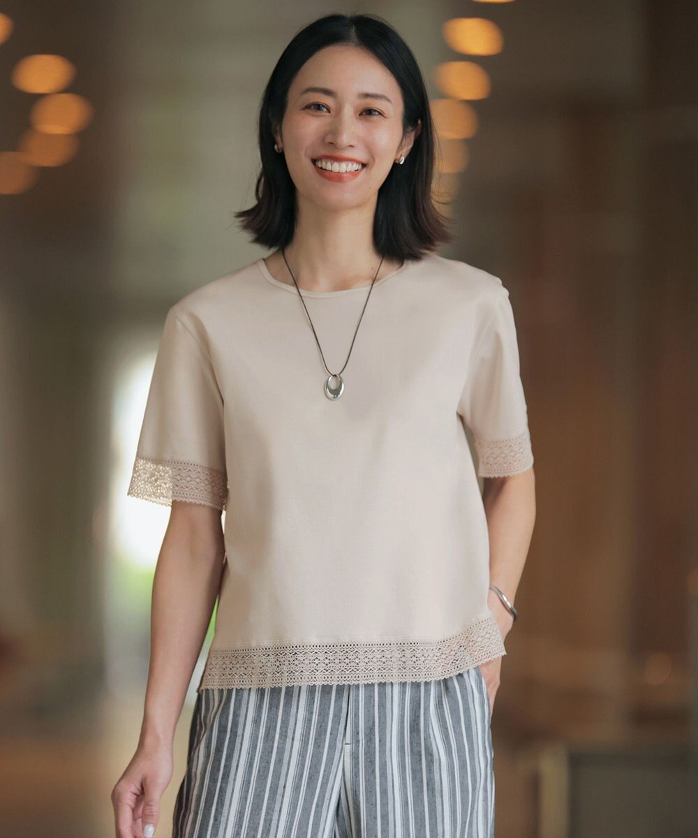 J.PRESS LADIES S 【一枚で着映え】コットンスムース レース カットソー 