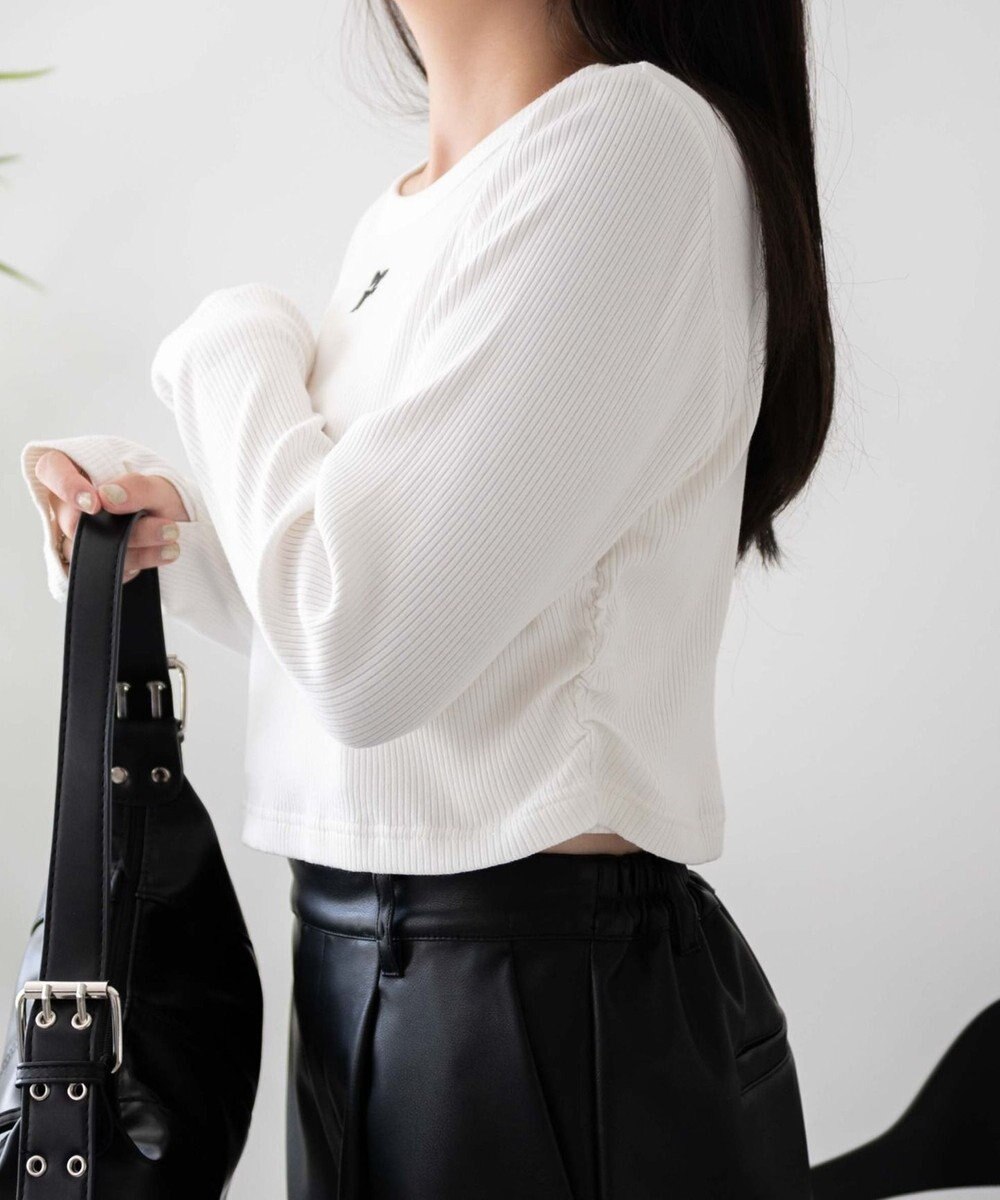 WEGO ワンポイントデザインフィンガーホールリブロンT 