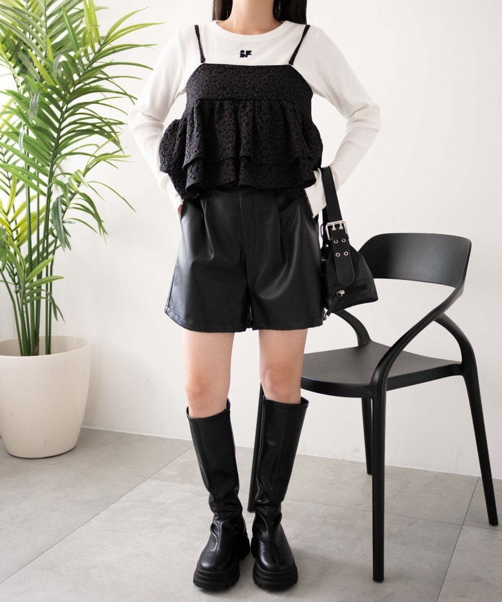 WEGO ワンポイントデザインフィンガーホールリブロンT 