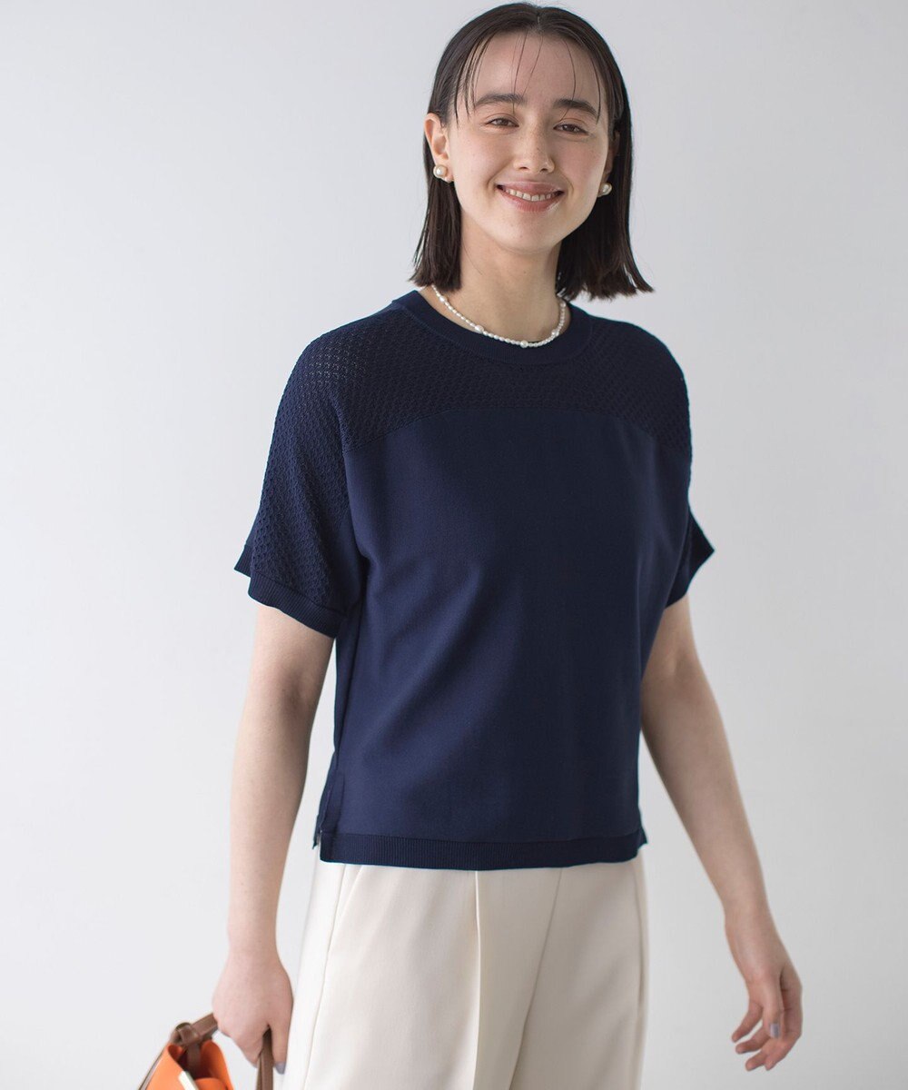 組曲 【WEB限定】メッシュ切り替えドルマン ニット 