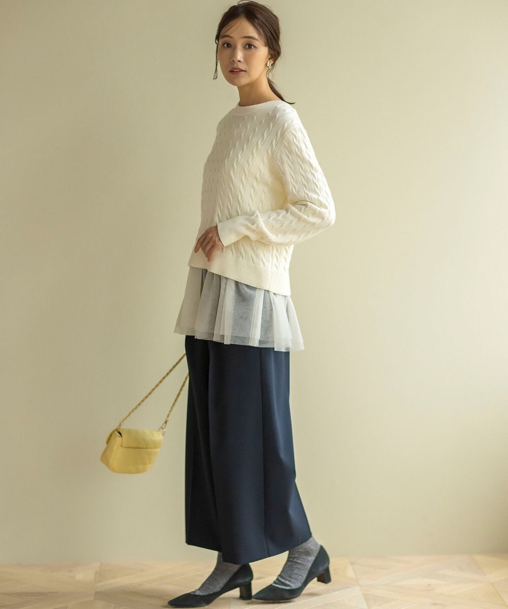 組曲 L 【前後着用可】コットンカシミヤ混2WAYケーブル ニット 