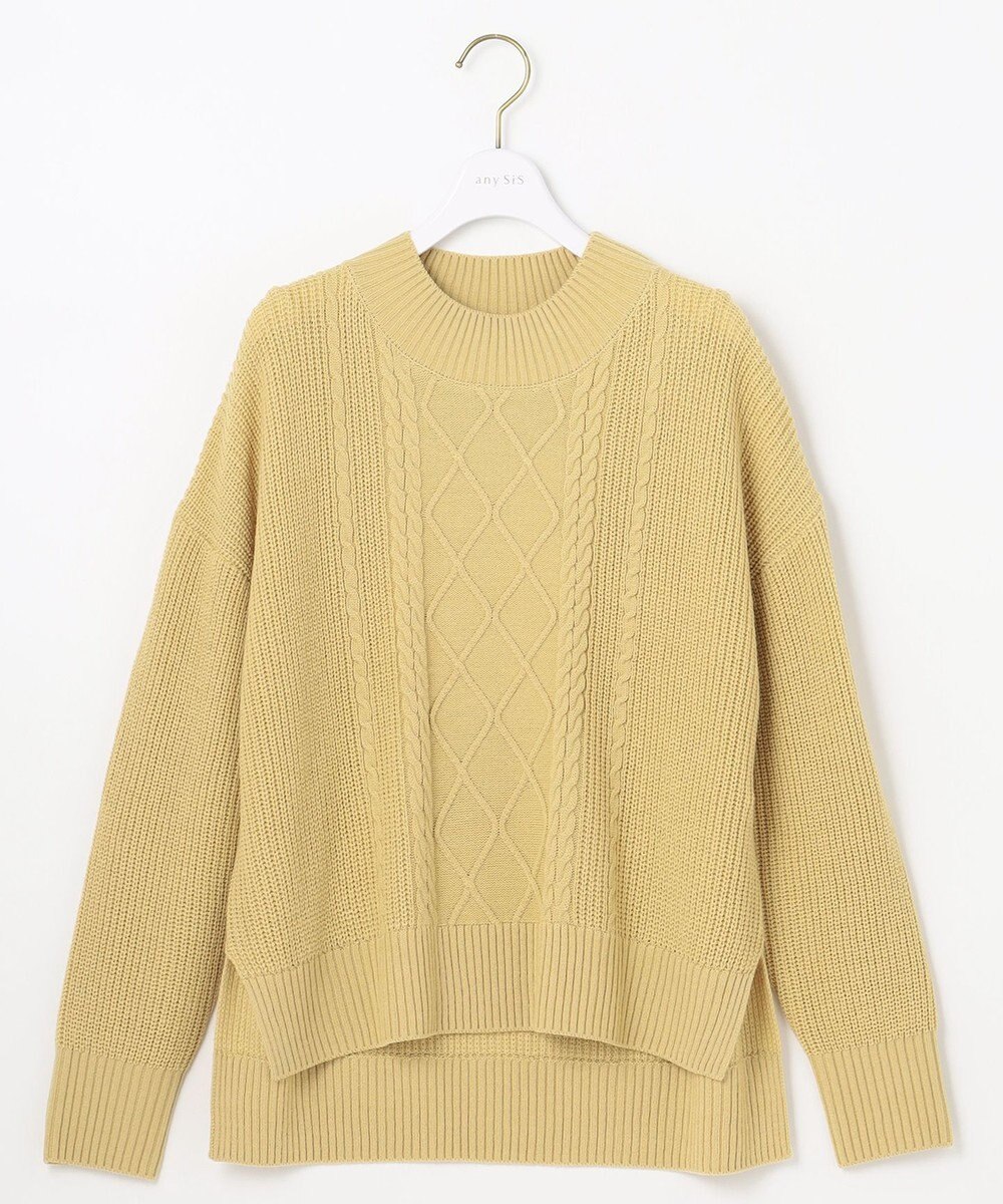 ANY SIS 【洗える】スフレハイネックケーブル ニット 