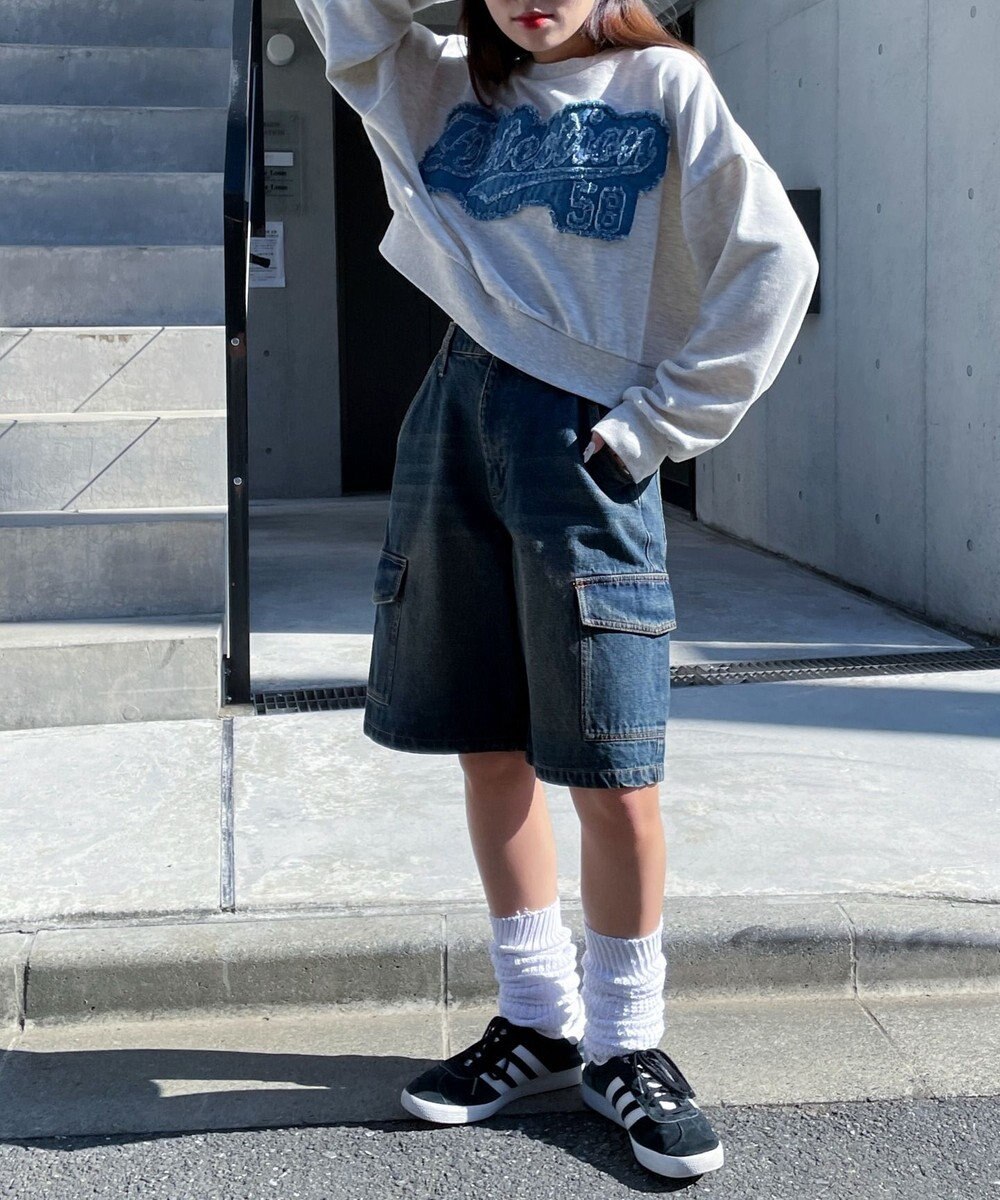 WEGO デニムワッペンプルオーバー 