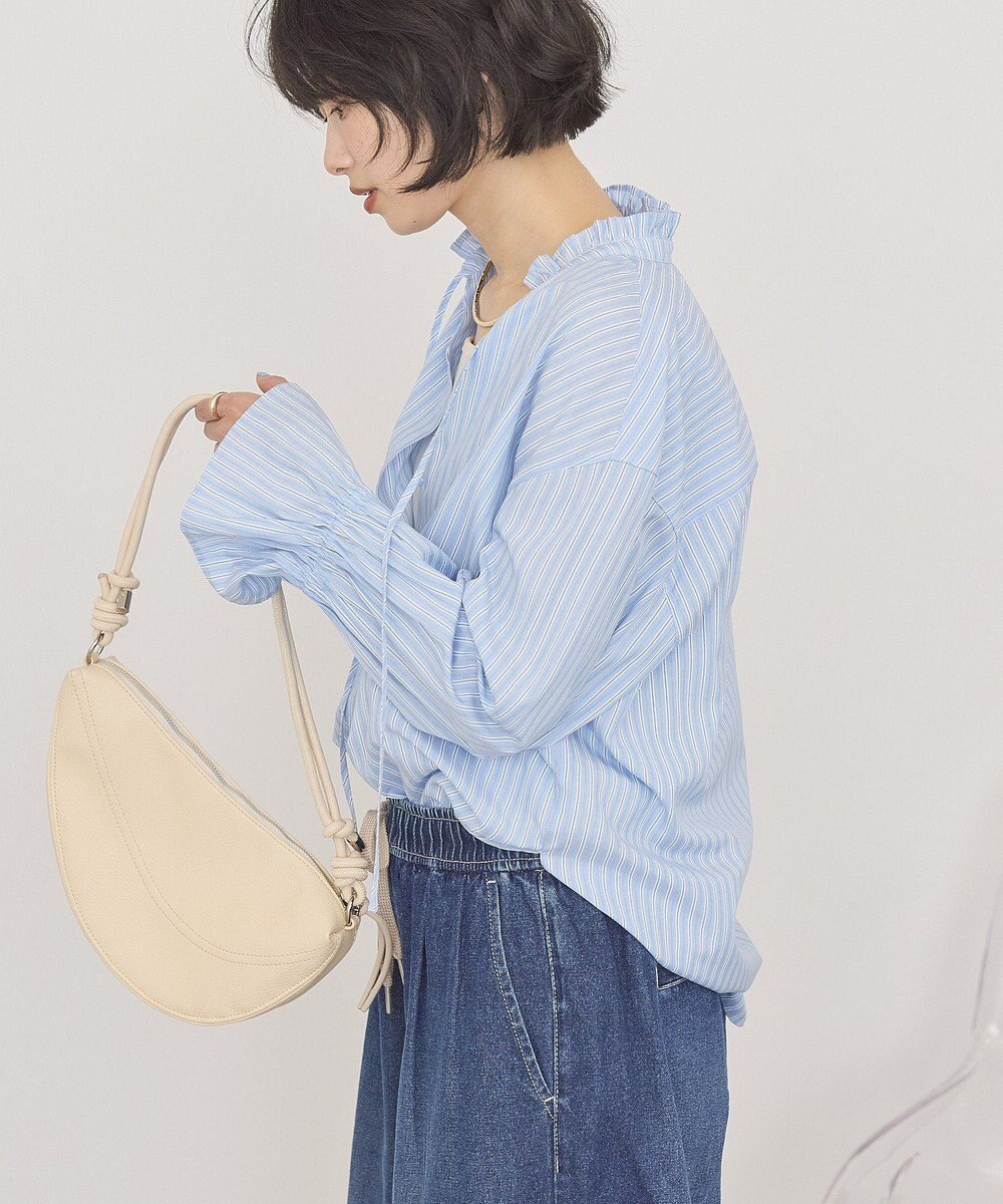 AMERICAN HOLIC スタンドフリルストライプスキッパーブラウス 