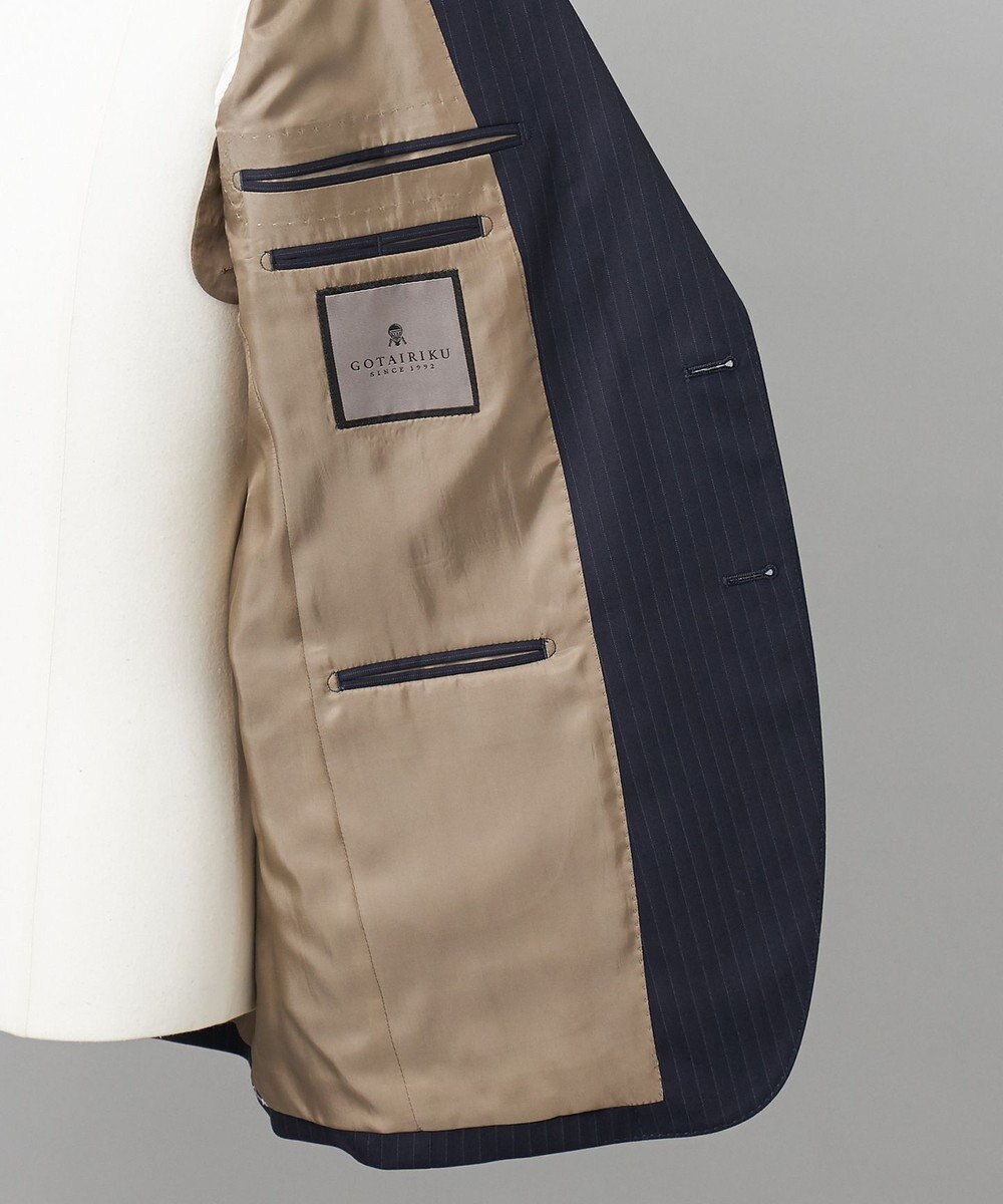 GOTAIRIKU 横に伸びる【TasmaniaWool/タマニアウール】ストレッチ スーツ（ネイビーストライプ） 