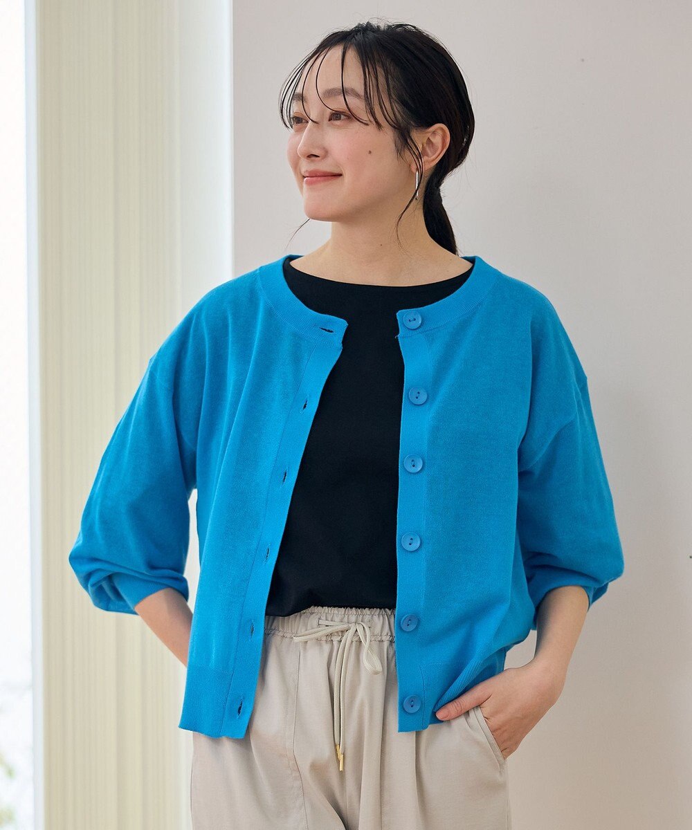 ANY L 【洗濯機可/アンチピリング/接触冷感】シアークルーネックカーディガン 