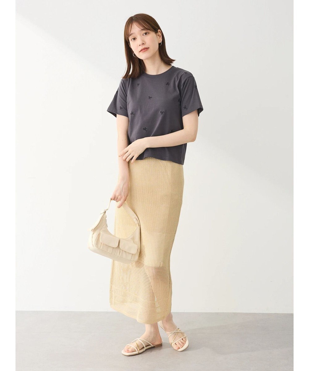 Green Parks ２ｗａｙ　メッシュ編みニットＩラインスカート（ペチ付き） 