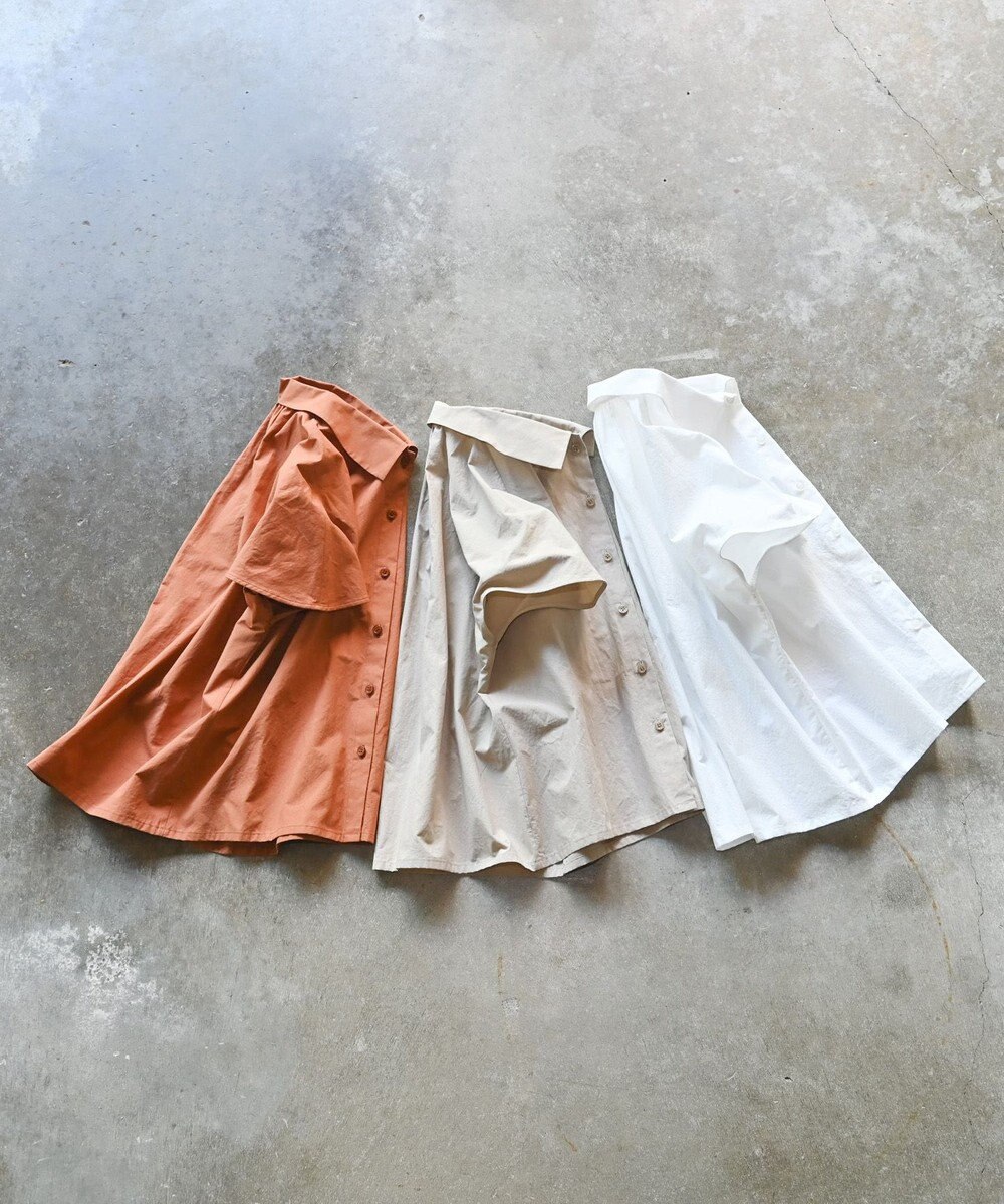 muuc 〈ドライタッチな上質コットン100%〉〈タイプライター生地〉後ろギャザー入り フレンチスリーブのブラウス 