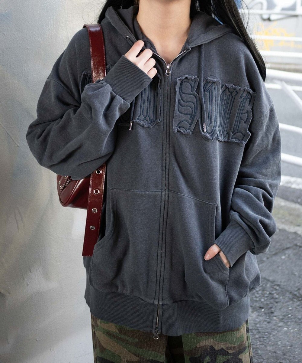 WEGO ヴィンテージウォッシュパッチワークBIGZIPパーカー 