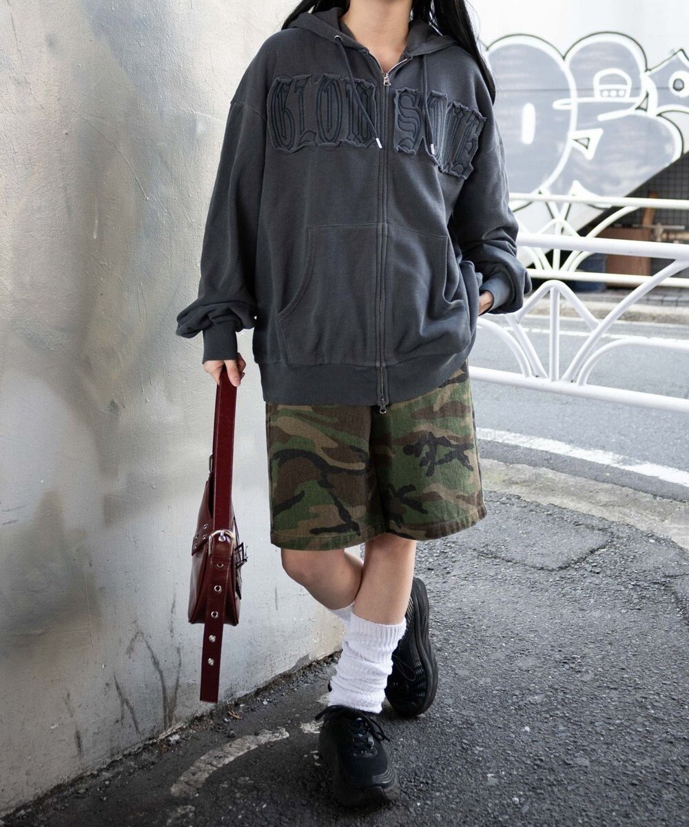 WEGO ヴィンテージウォッシュパッチワークBIGZIPパーカー 