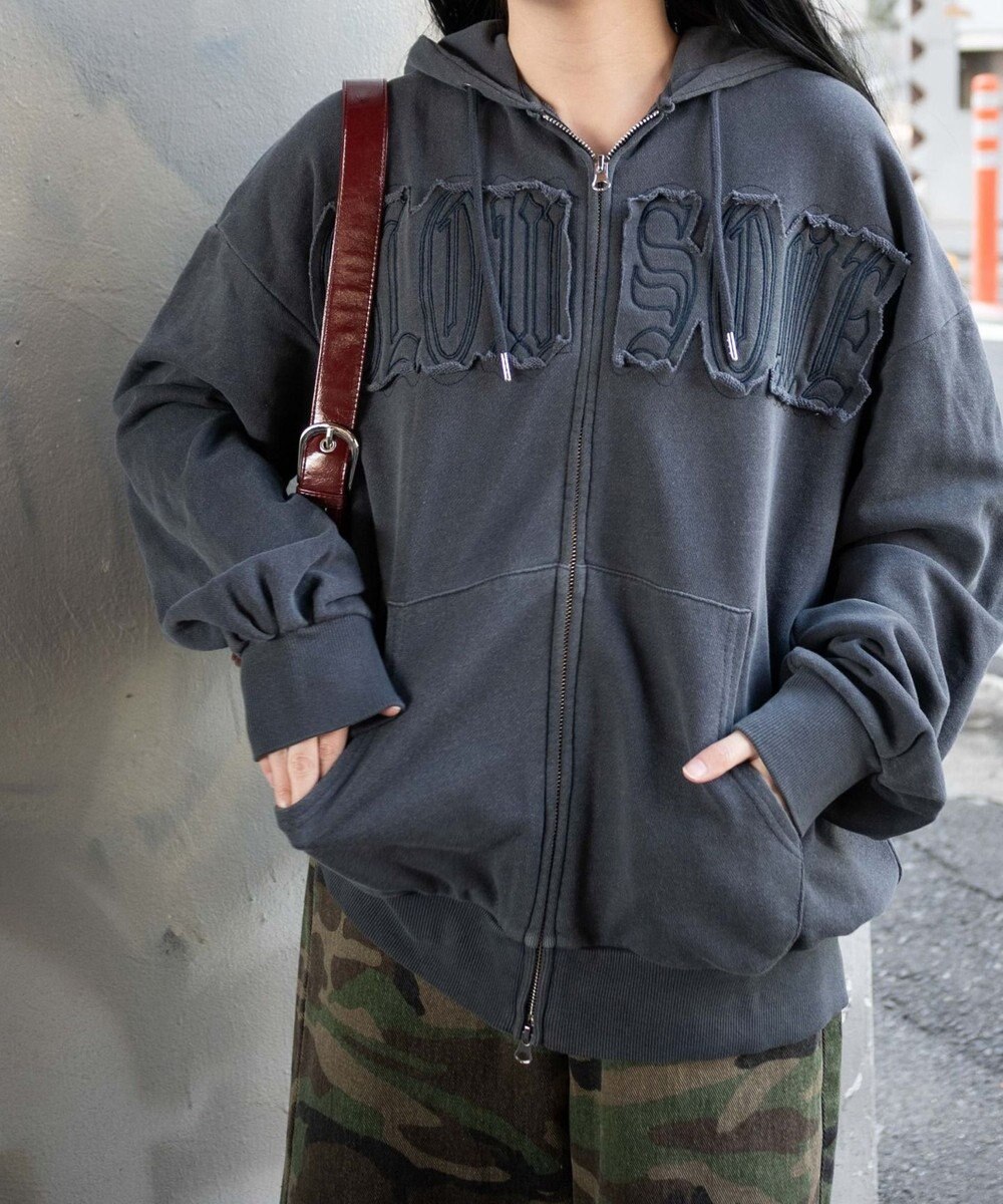 WEGO ヴィンテージウォッシュパッチワークBIGZIPパーカー 