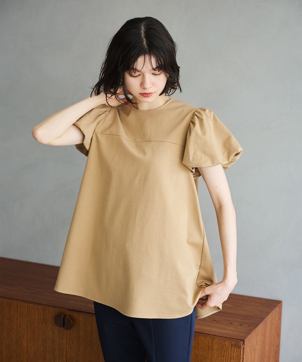 #Newans 【洗える】Aラインパフスリーブカットソー 