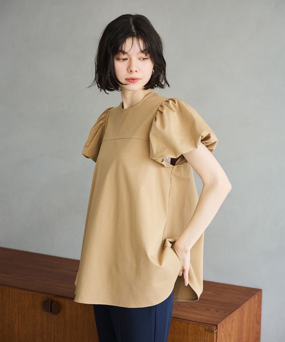 #Newans 【洗える】Aラインパフスリーブカットソー 