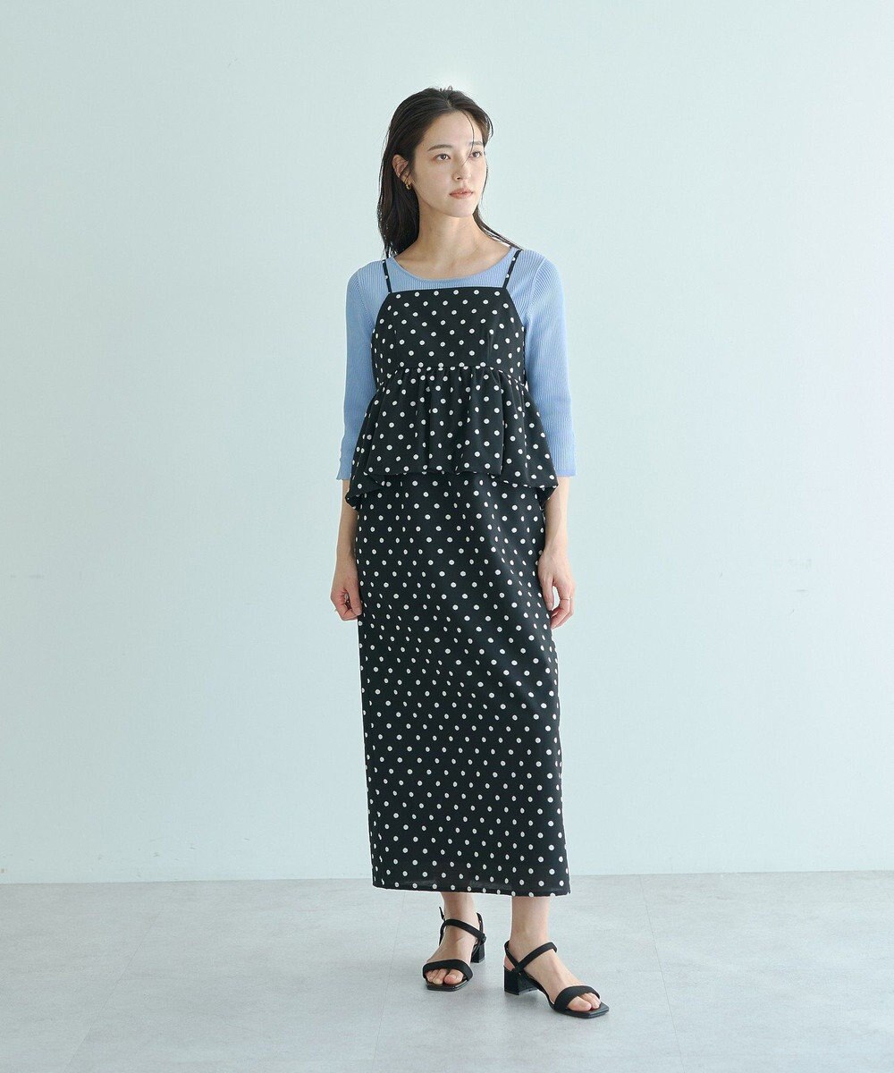 YECCA VECCA ドット柄バルーンキャミワンピース 