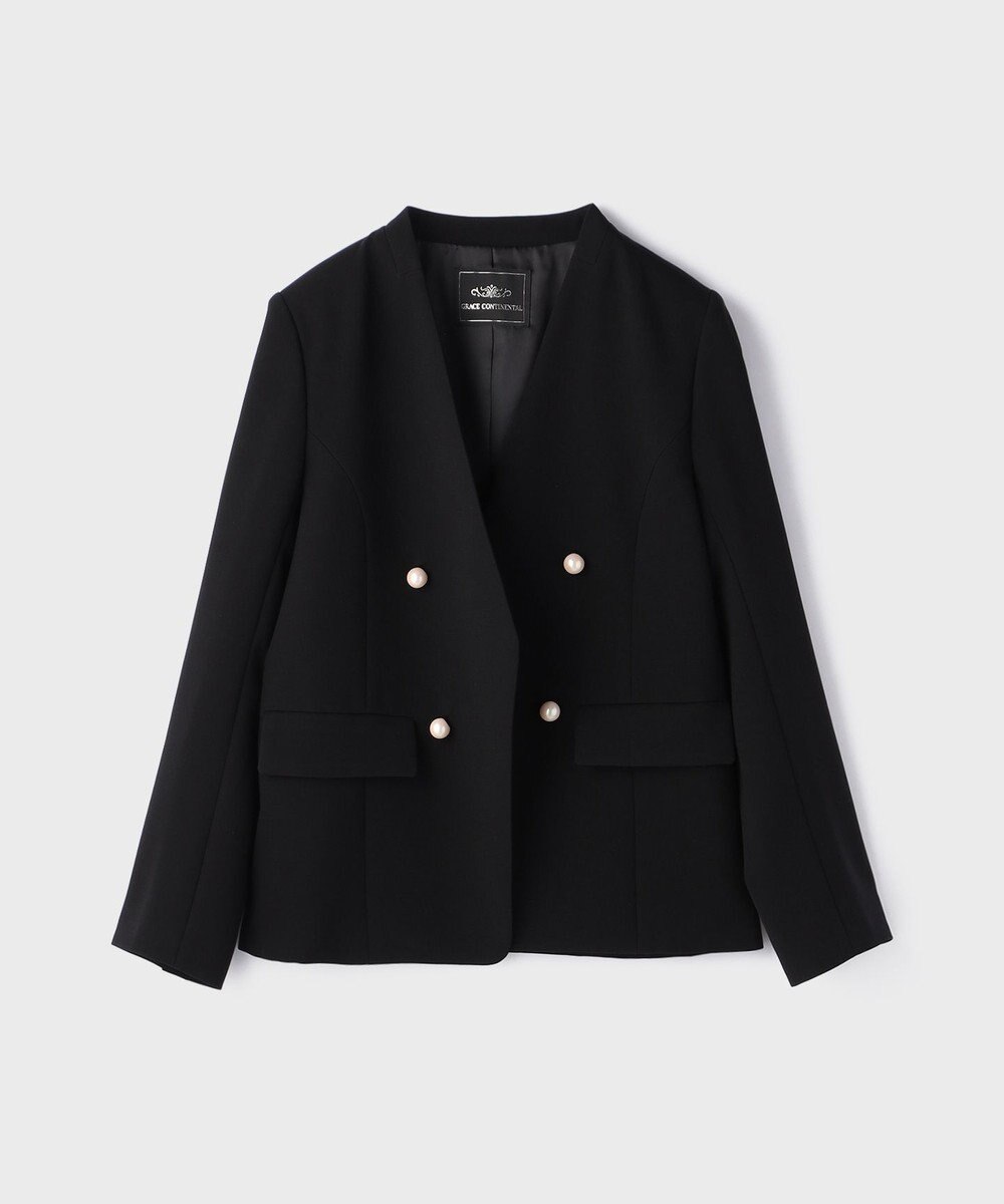 GRACE CONTINENTAL パールボタンノーカラージャケット 