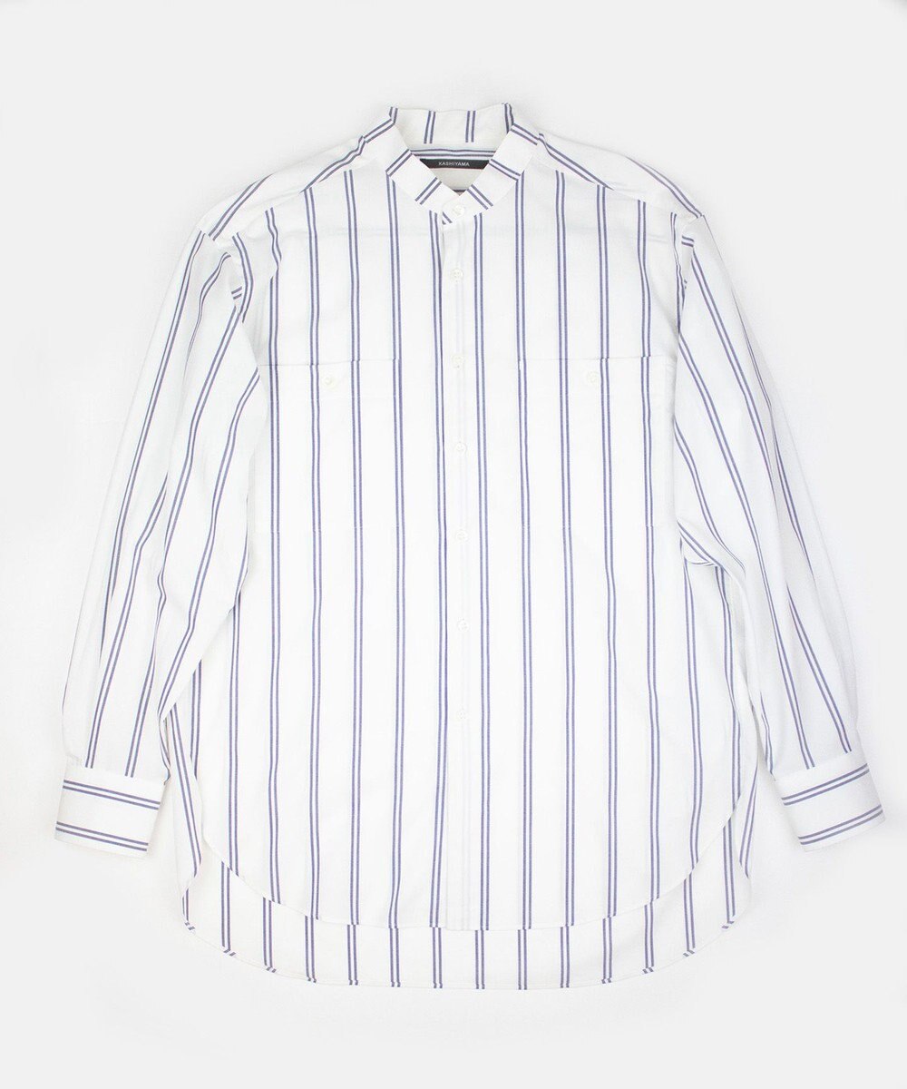 KASHIYAMA GIZA 100/2 バンドカラーシャツ 