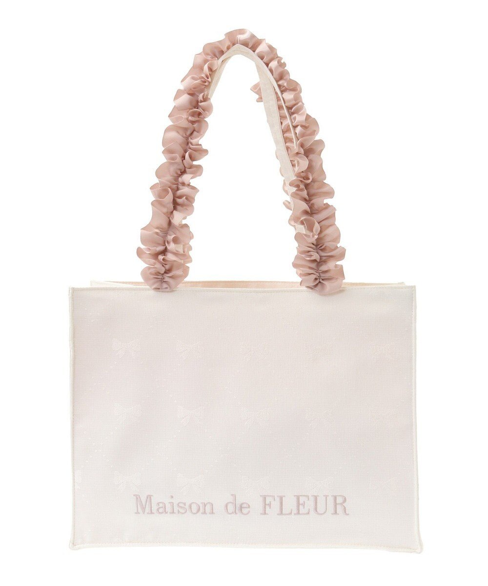 Maison de FLEUR リボン柄ジャカードスクエアトートMバッグ 