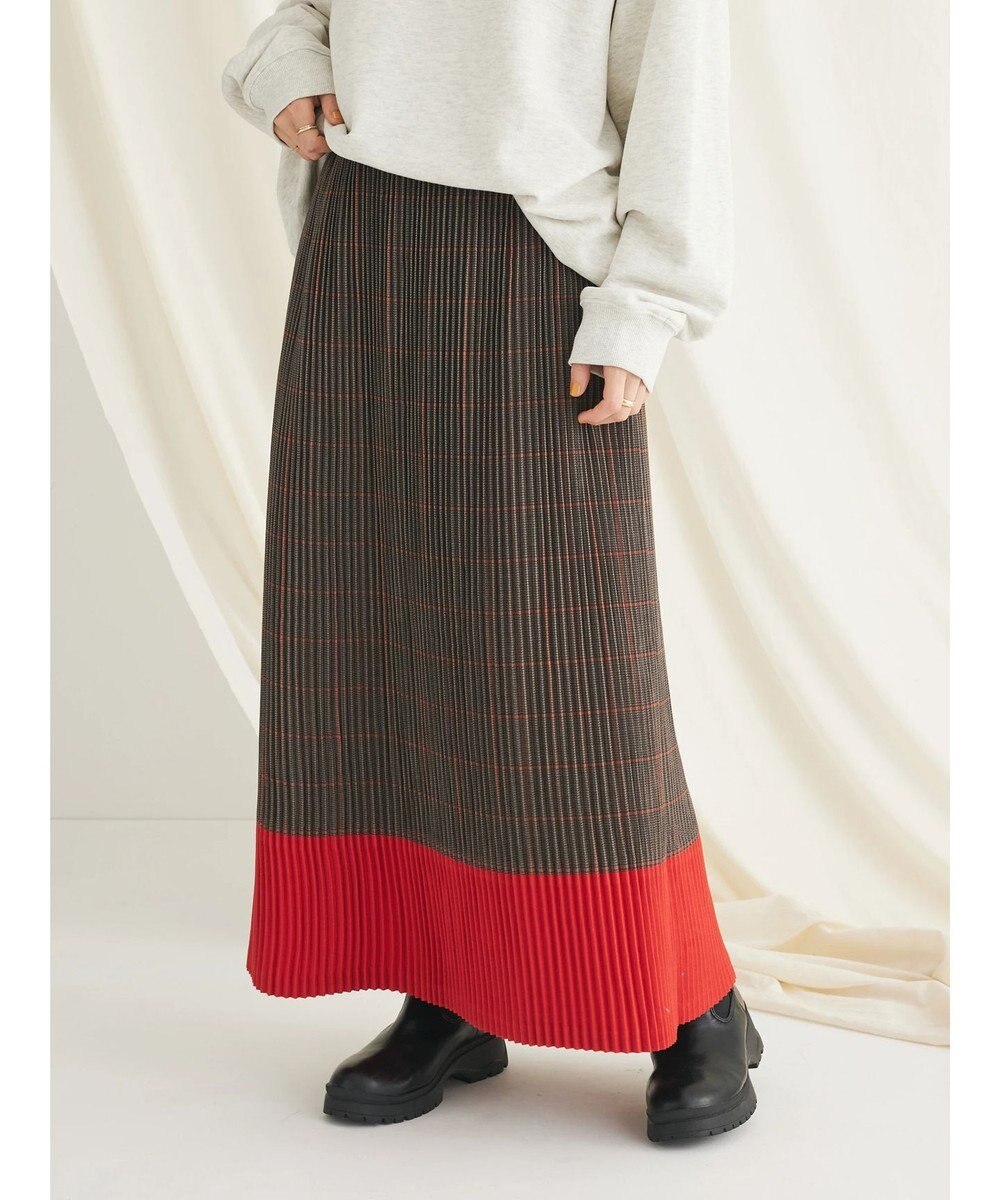 CRAFT STANDARD BOUTIQUE 配色チェックプリーツスカート 
