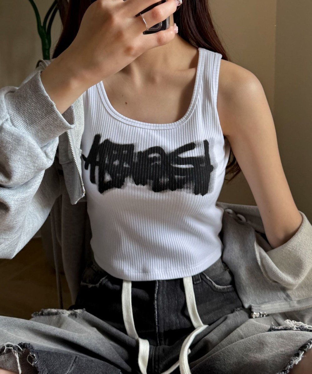 WEGO 【カップ付きインナー】グラフィックカップ付きリブタンク 