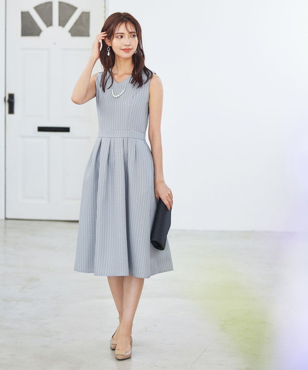 Tiaclasse 【洗える】ツイードタックワンピース 