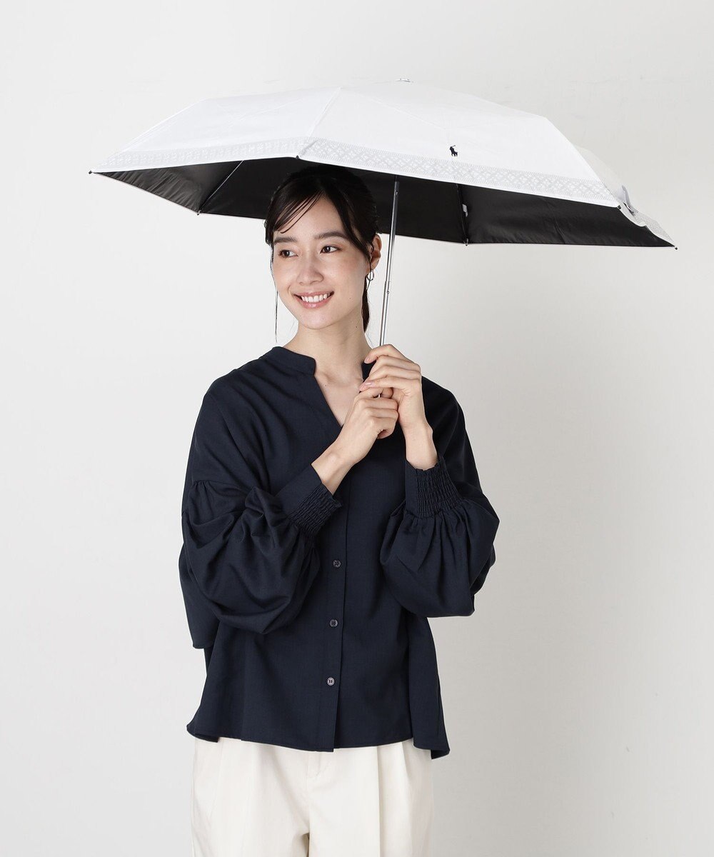 MOONBAT 【WEB限定/ 遮光率100％/遮熱/UV】POLO RALPH LAUREN（ポロ ラルフローレン）晴雨兼用日傘 ワンポイント ポロポニー レース 折りたたみ傘 