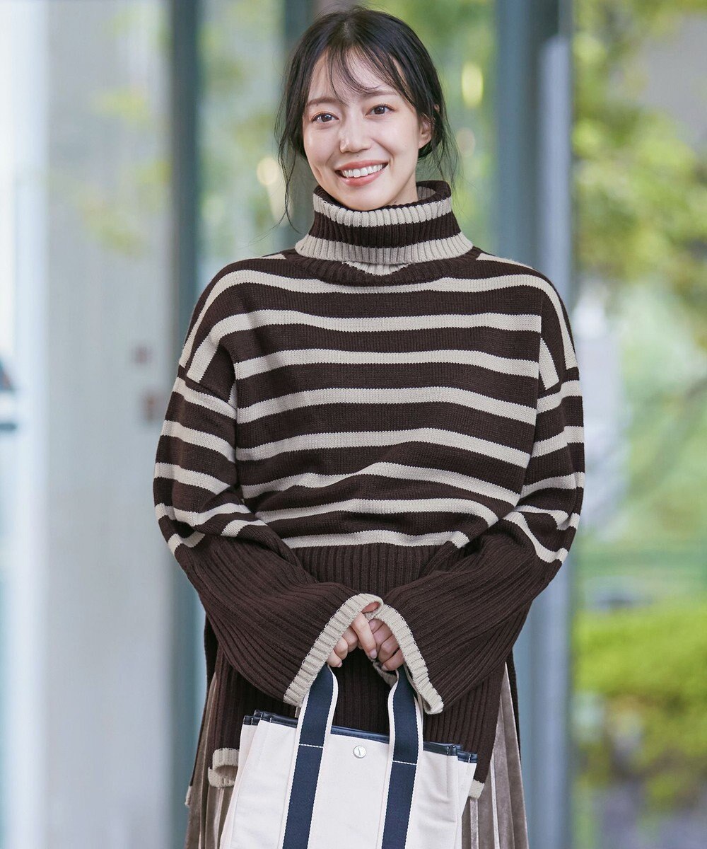 Tiaclasse 【洗える】ハイネックボーダープルオーバー 