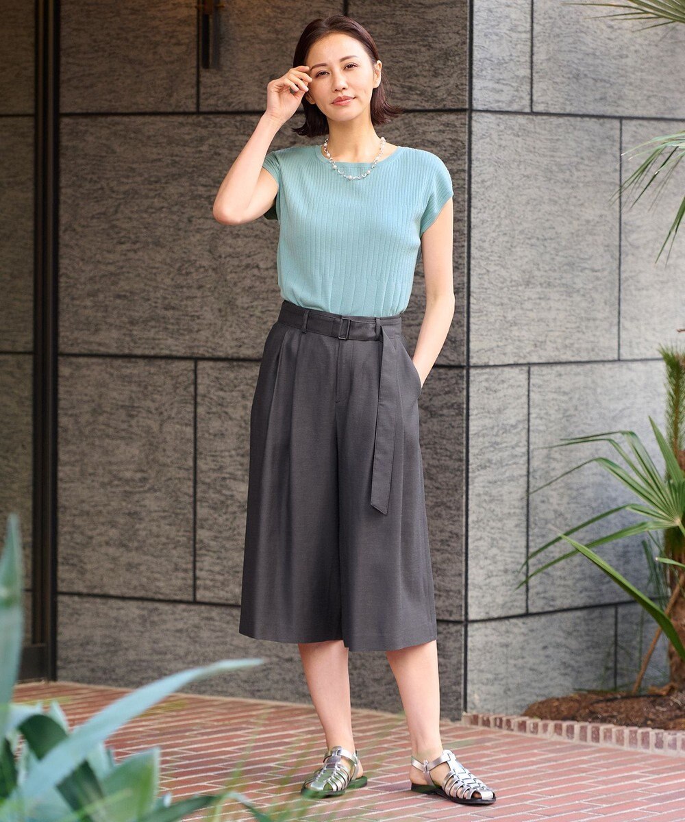 自由区 【XSサイズ～/洗える/セット可】ハイツイストコットンアセテート フレンチスリーブニット 