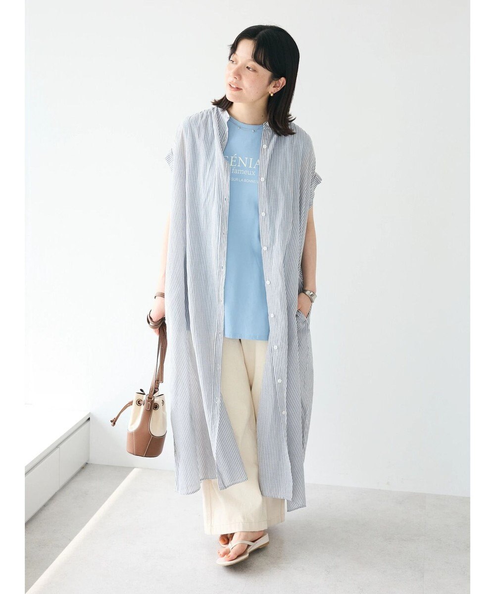 CRAFT STANDARD BOUTIQUE インド綿バンドカラーワンピース 