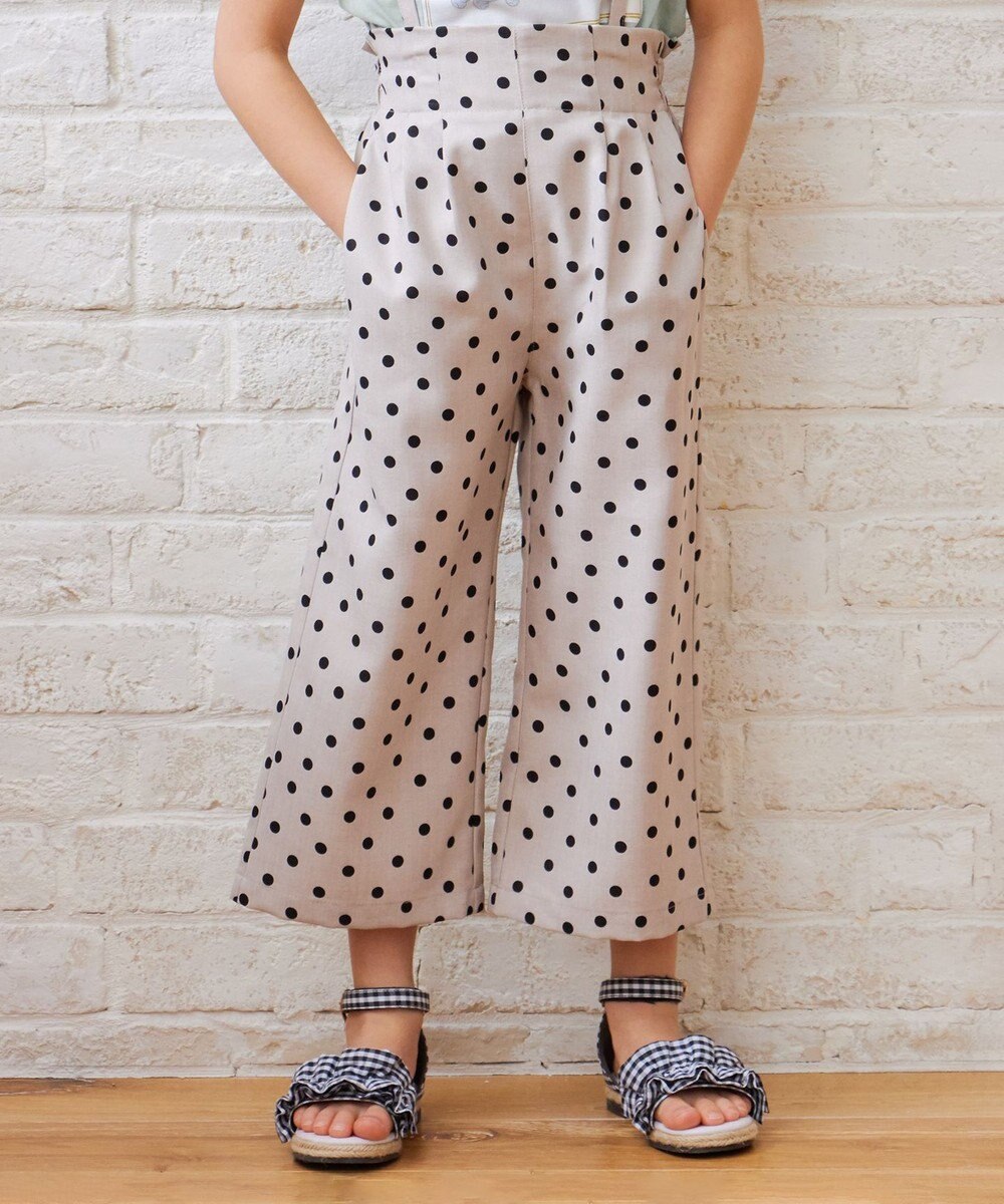 ANY KIDS 麻ライク ドット柄 ガウチョ 