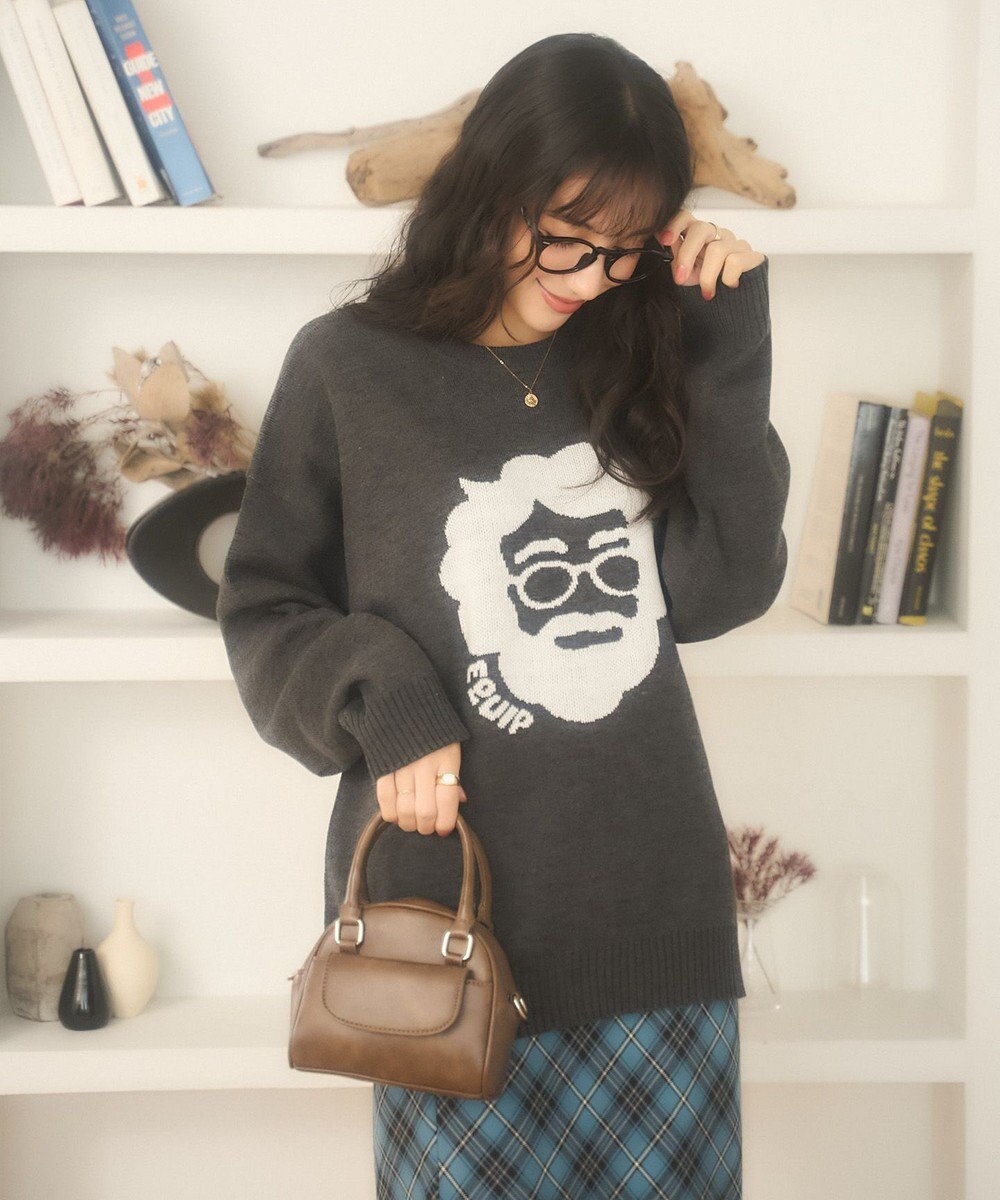 WEGO 【新色追加/ユニセックス着用ITEM/SMLサイズ展開】ジャガードグラフィックプルオーバー（LS） 