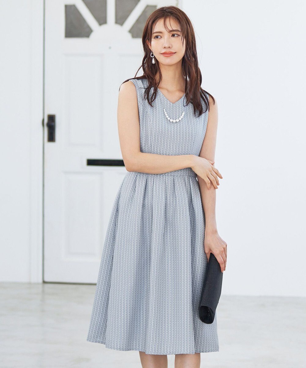 Tiaclasse 【洗える】ツイードタックワンピース 