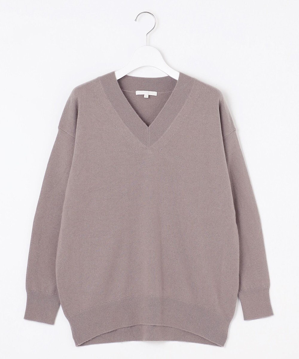 自由区 S 【洗える】ピュアカシミヤVネック ニット 