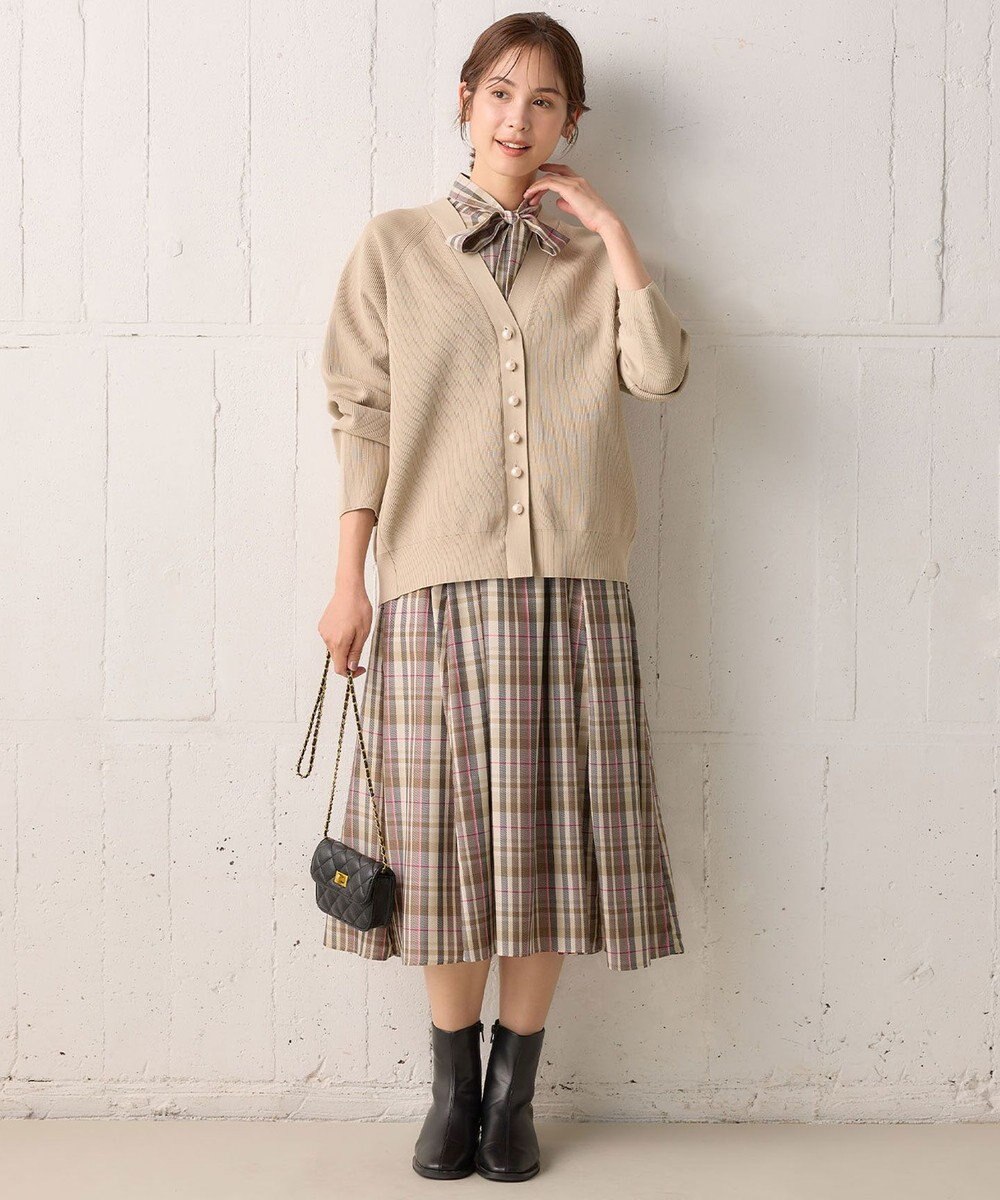 組曲 【リボンタイ付き】シアーツイルチェック ワンピース 