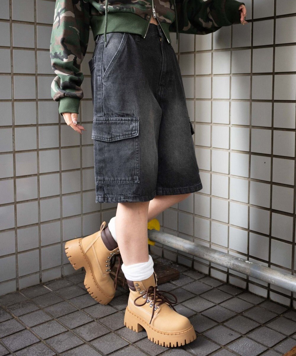 WEGO ヴィンテージウォッシュカーゴハーフパンツ 