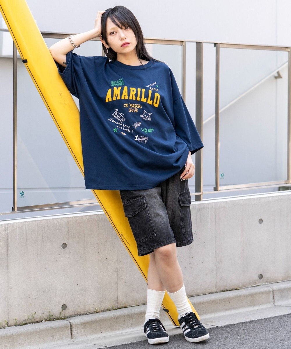 WEGO 【速乾/ひんやり/ユニセックス着用ITEM】接触冷感フロッキープリントグラフィックT（SS） 