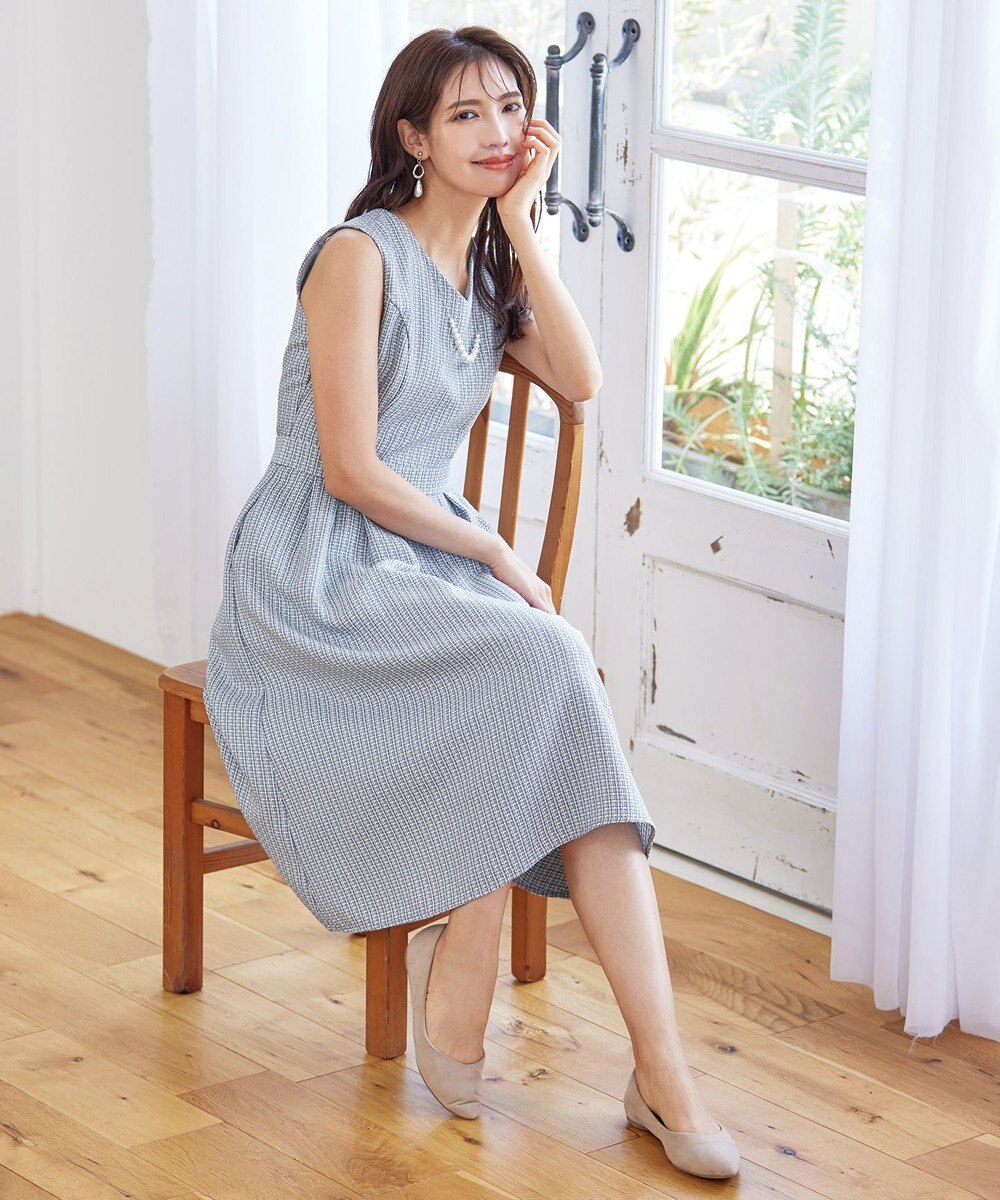 Tiaclasse 【洗える】ツイードタックワンピース 