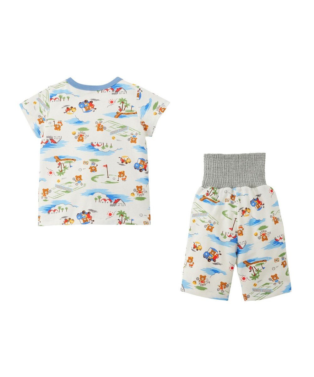 MIKI HOUSE HOT BISCUITS 【80-120cm】 リゾートビーンズ 腹巻き付き タック天竺素材 半袖パジャマ 