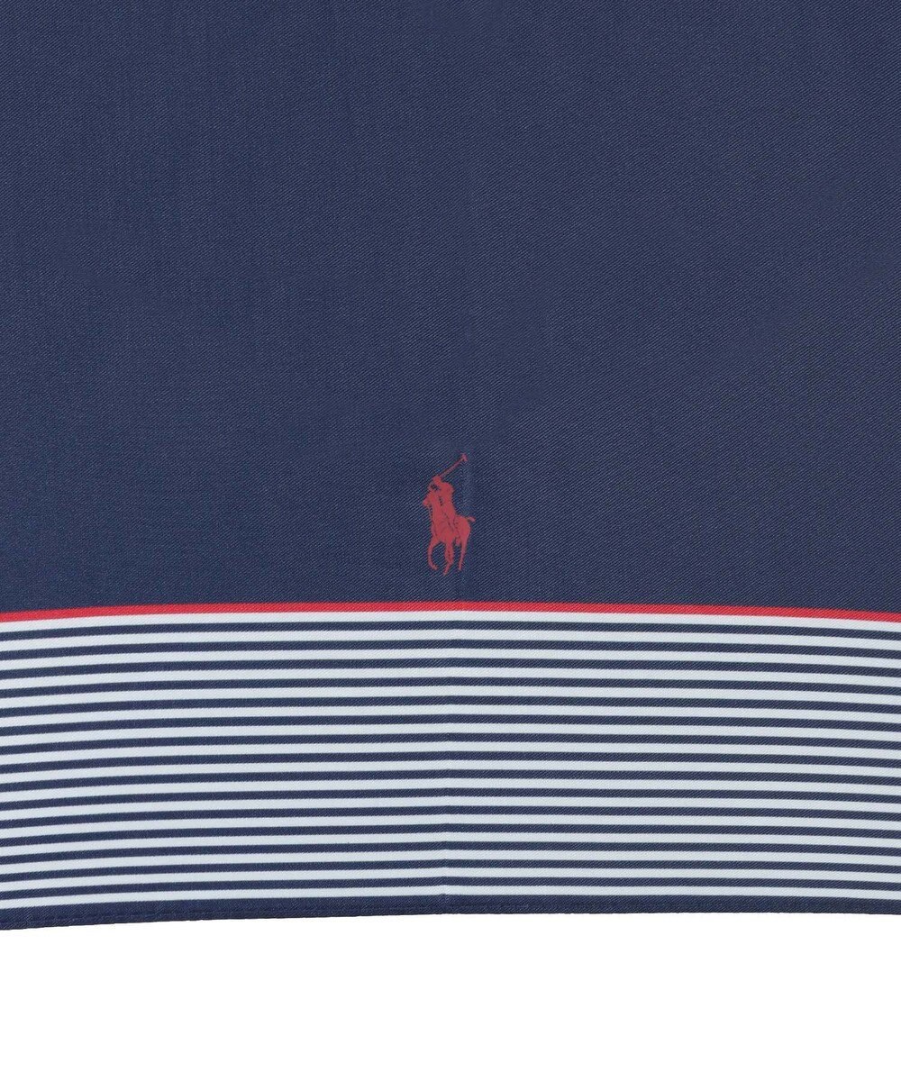 MOONBAT 【WEB限定】POLO RALPH LAUREN)（ポロ ラルフローレン）ワンポイントポロポニー×裾ボーダー 折りたたみ傘 