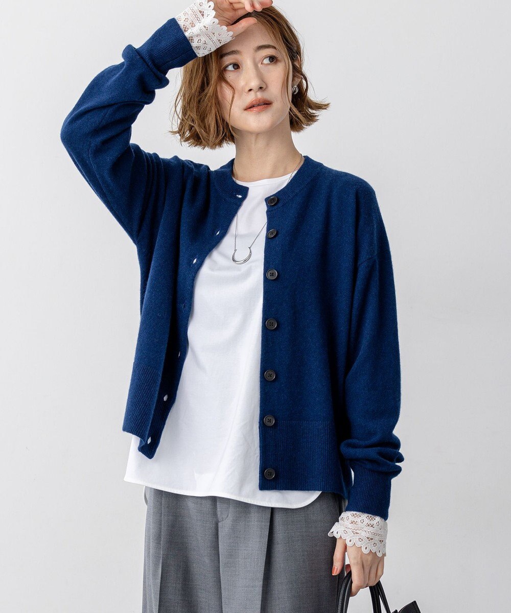 23区 L 【見上愛さん着用/STORY掲載】ピュアカシミヤ クルーネック カーディガン 