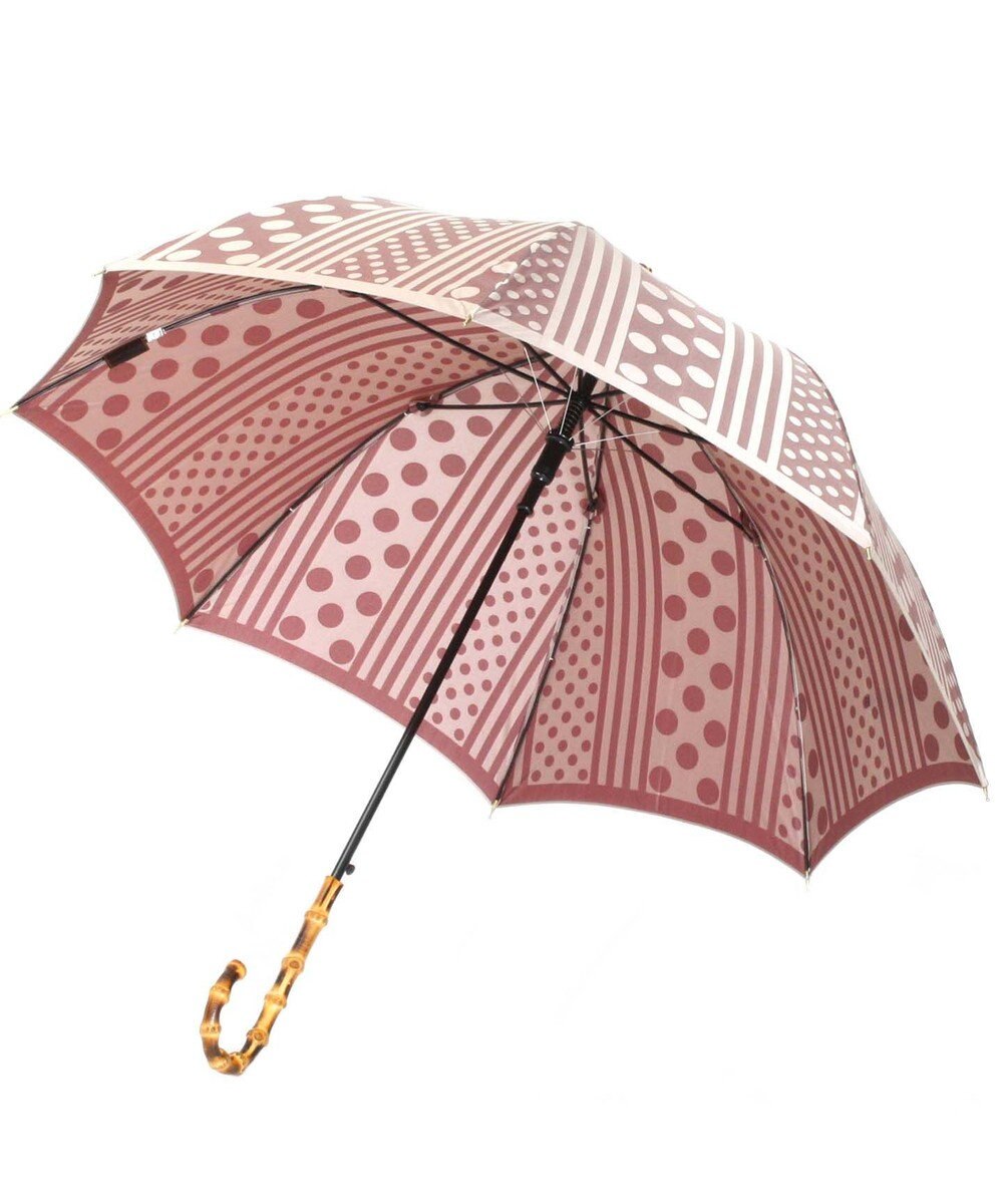 槇田商店 Kirie ドットとストライプ アンティークボルドー 長傘 