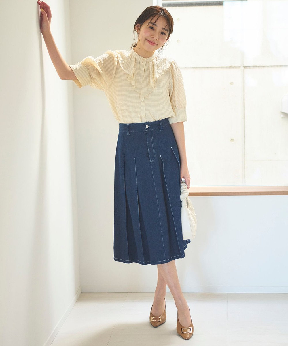 Feroux 【洗える】ラッフルフリル ブラウス 