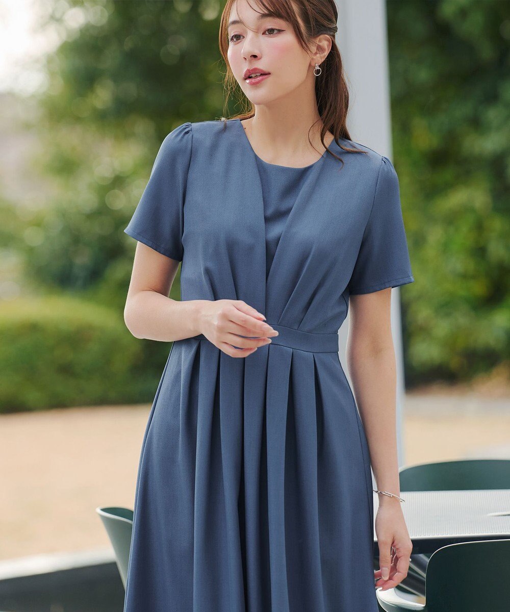 Tiaclasse 【おのののかさん着用】半袖&長袖選べる袖丈・タックフレアワンピース 