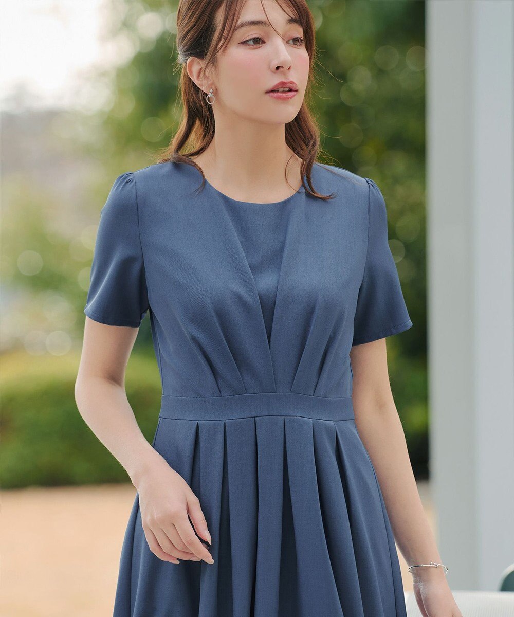 Tiaclasse 【おのののかさん着用】半袖&長袖選べる袖丈・タックフレアワンピース 