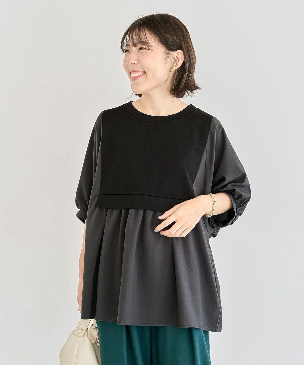 Green Parks ベスト風７分袖ドッキングプルオーバー 