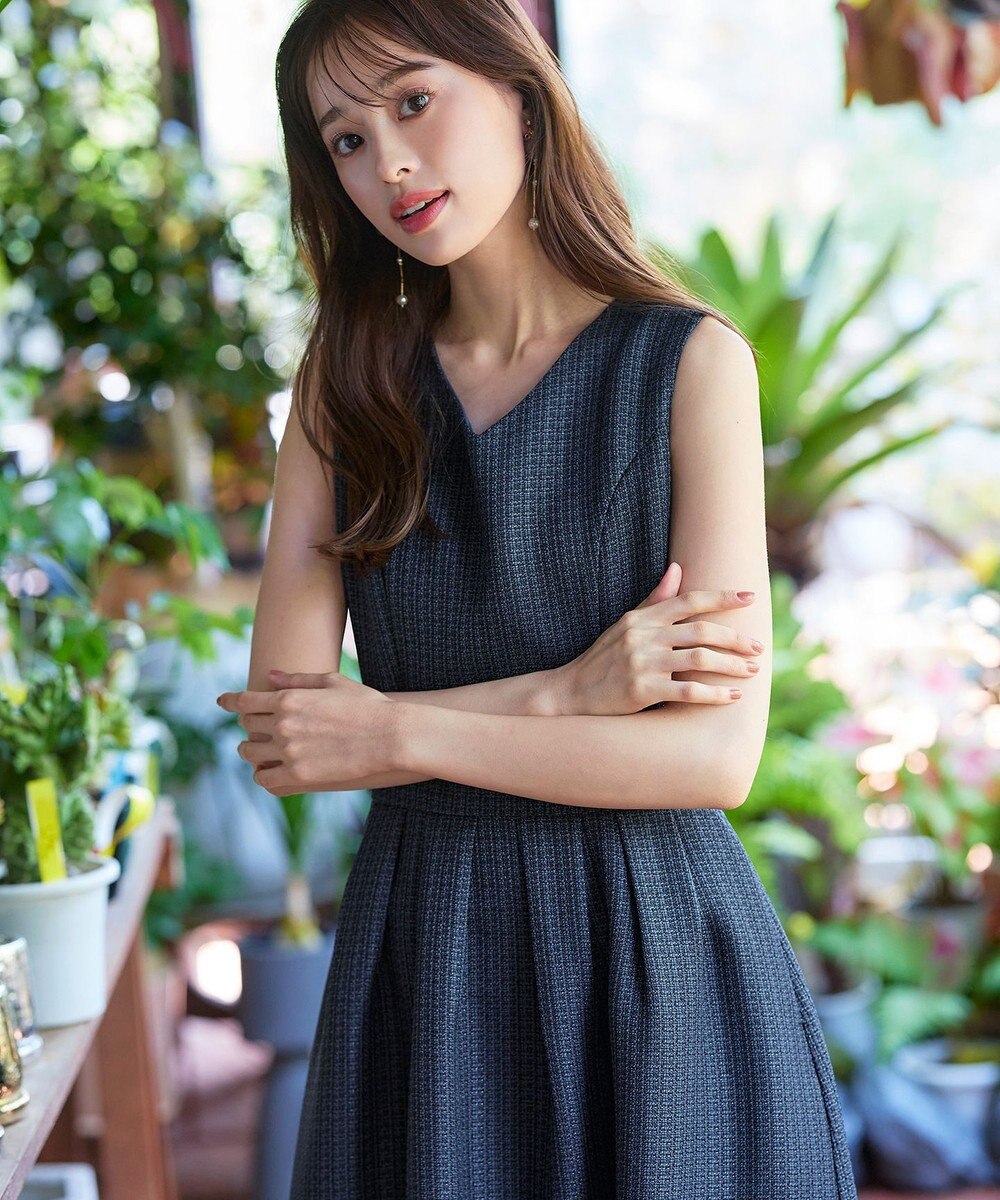 Tiaclasse 【洗える】ツイードタックワンピース 