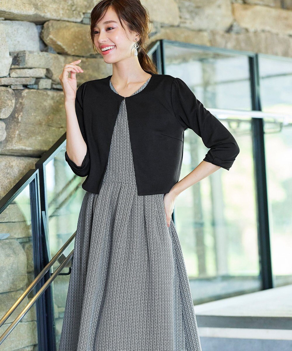 Tiaclasse 【洗える】ツイードタックワンピース 