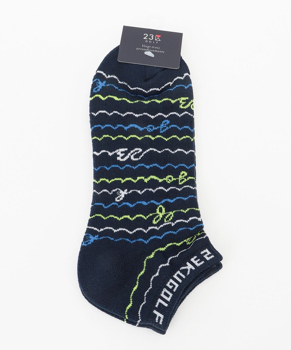 23区GOLF 【MEN】WAVEロゴボーダー アンクルソックス 